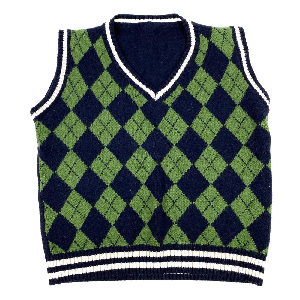 Vintage 90s Argyle Crop Top Sweater Vest